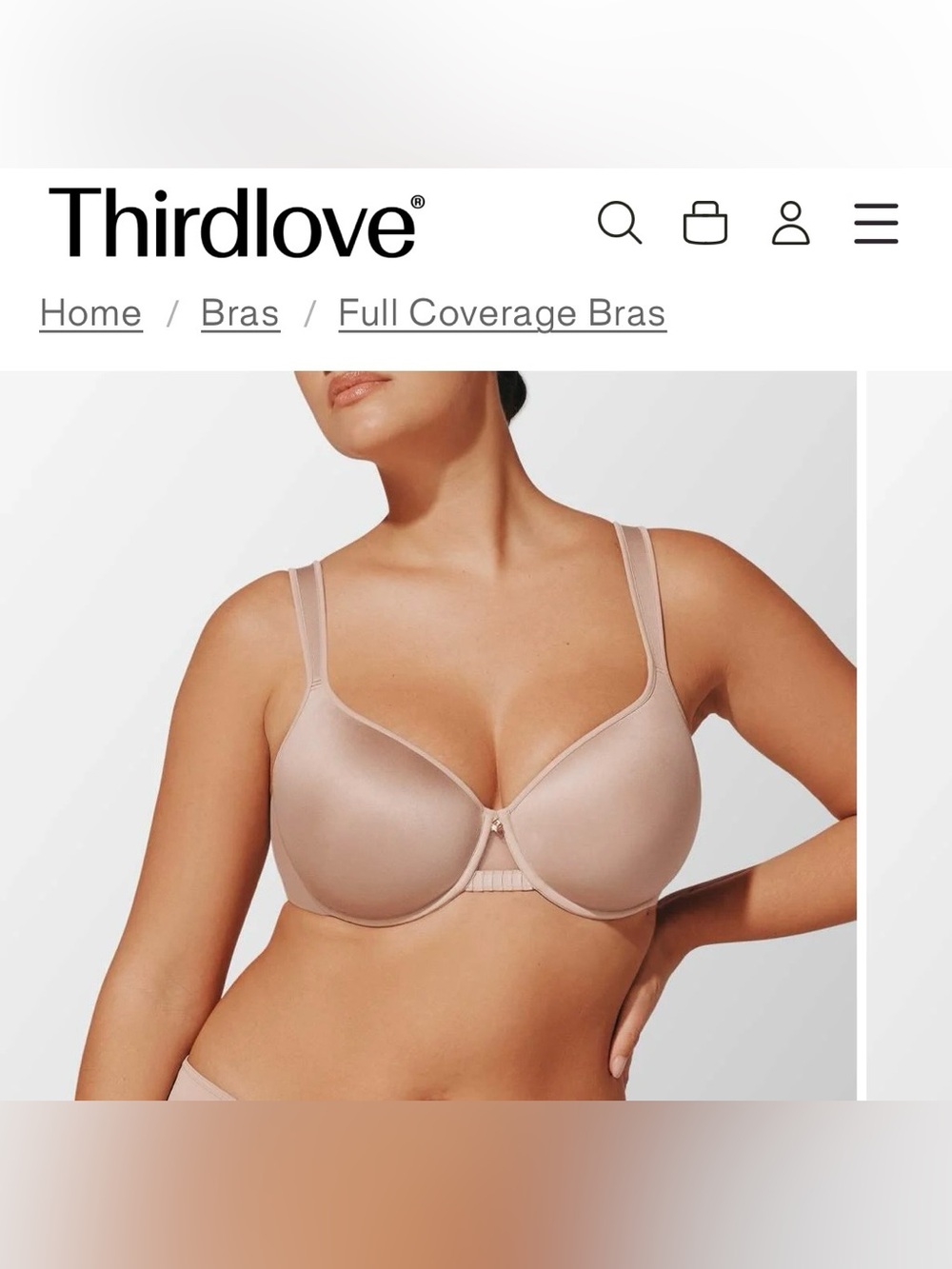 ThirdLove taupe 24/7 perfect Coverage Underwire Bra